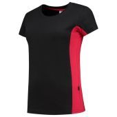 Tricorp T-shirt Bicolor Dames 102003 Black-Red Maat XS